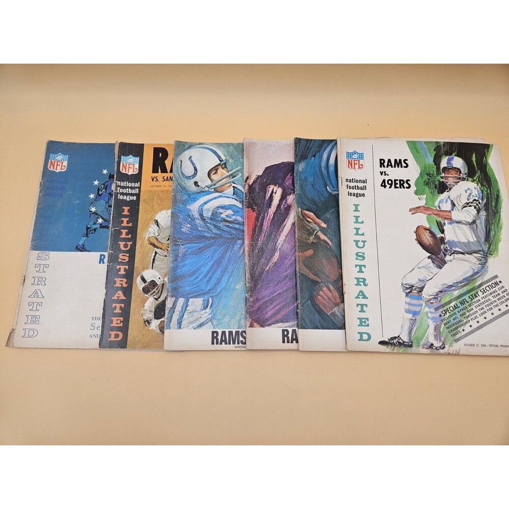 Los Angeles Rams NFL Illustrated Football Game Programs Lot Of 6 1964-1965 Vtg